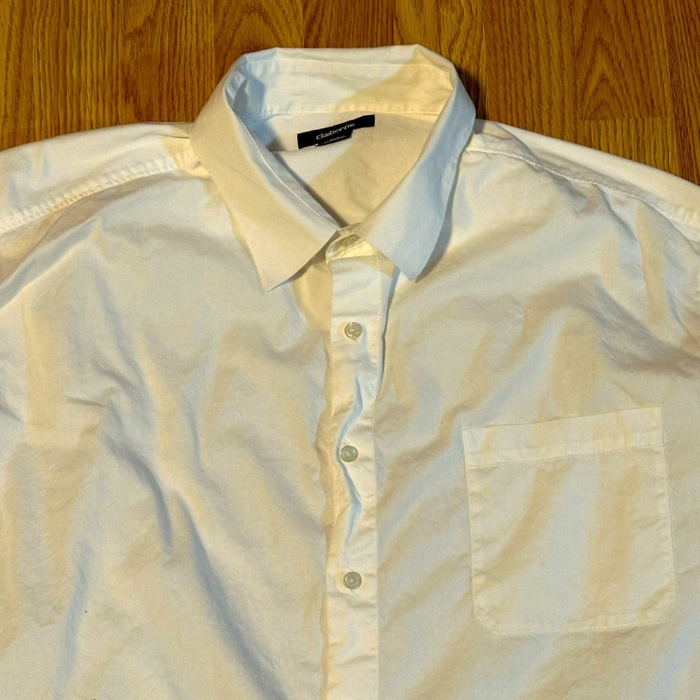 Claiborne White Long Sleeve Button-down Shirt w/ Pocket - 100% Cotton - Size 2XL